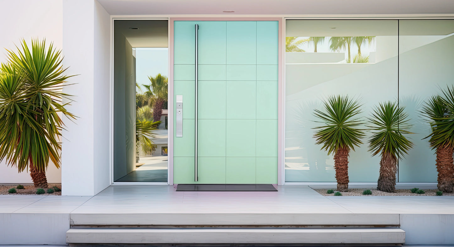 Modern home with large front door