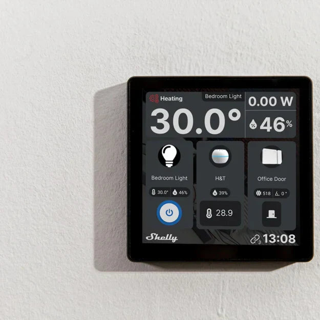 Shelly Wall Display showing temperature and lighting controls