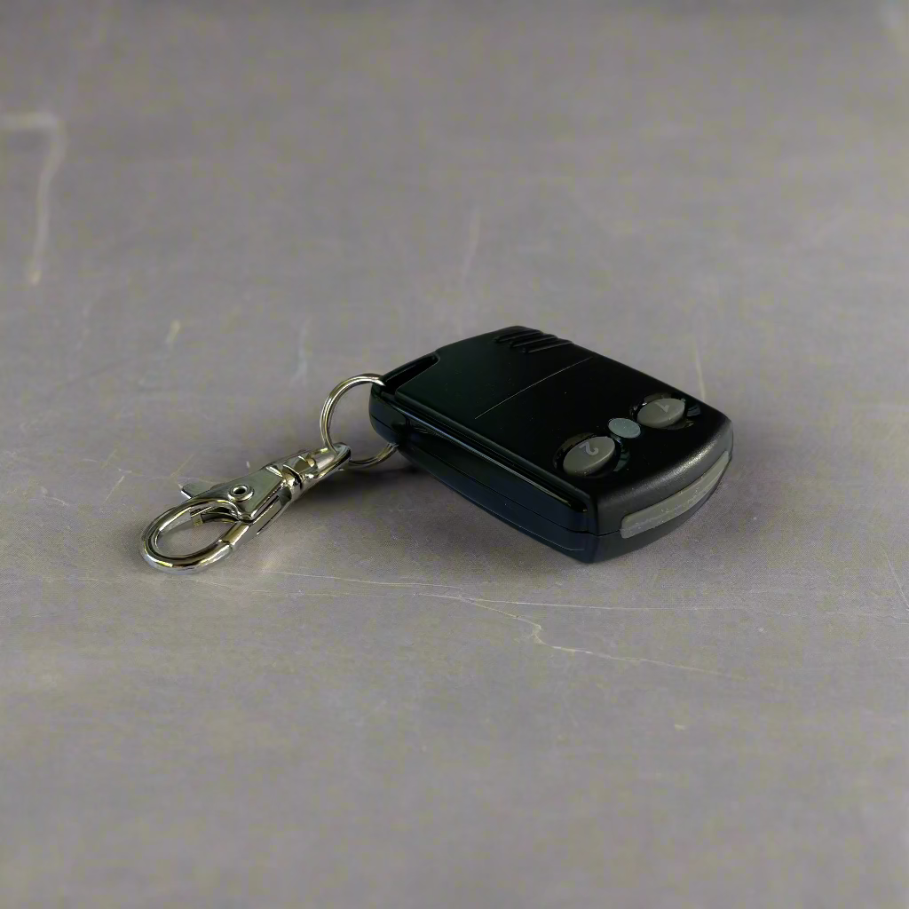 Close-up of the iKey Transmitter wireless access control device with one-touch functionality.