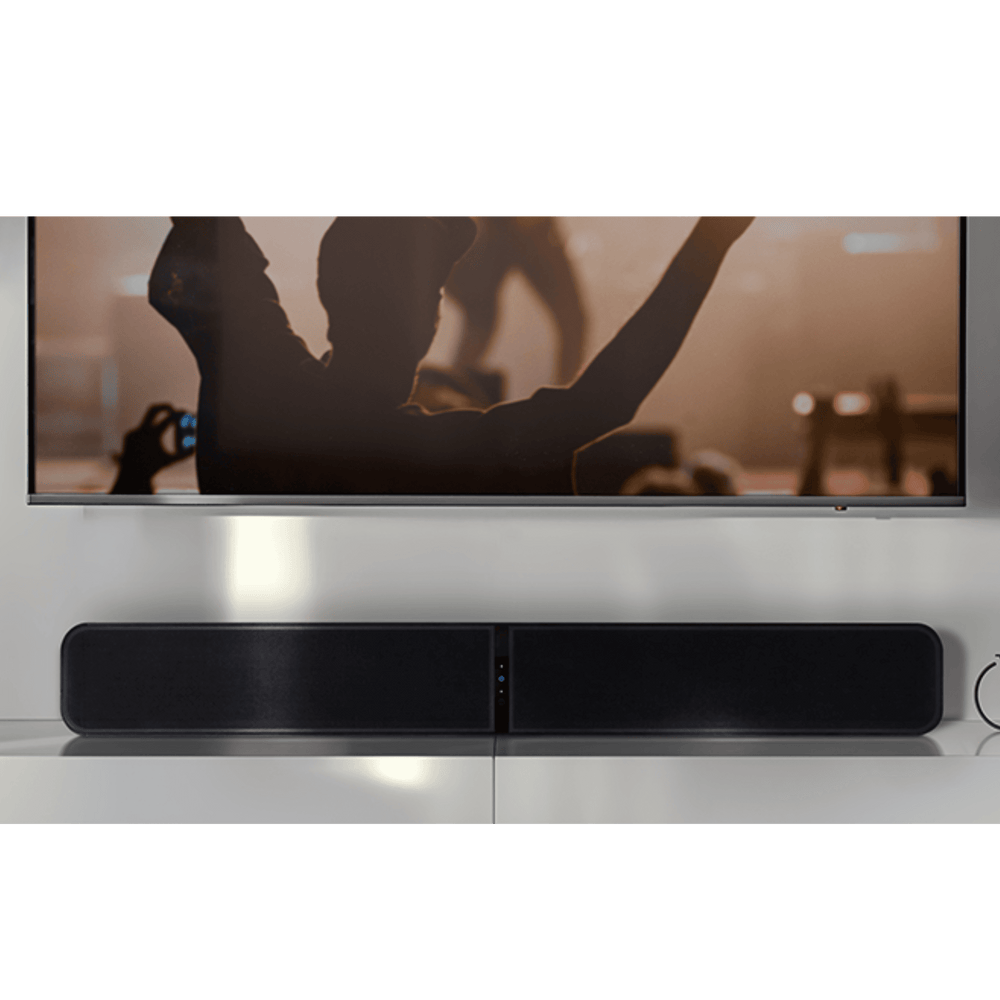 
                  
                    Black Bluesound Pulse Soundbar + installed under tv
                  
                