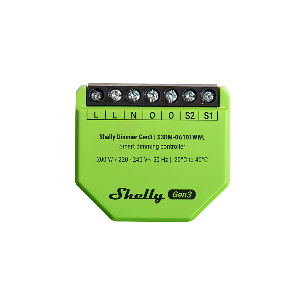 Compact Shelly Dimmer Gen3 Wi-Fi and Bluetooth dimmer for smart lighting